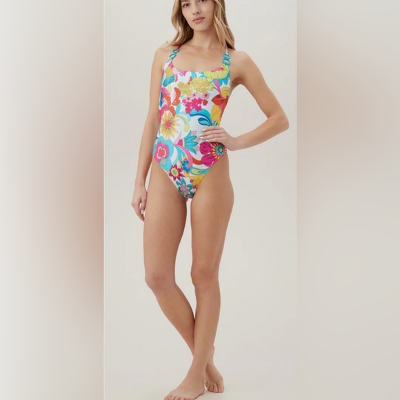 🆕 Trina Turk Women's Standard Fontaine High Cut One Piece Bathing Swimsuit - Picture 4 of 10